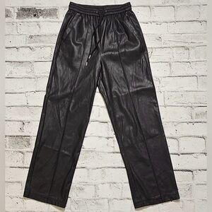 Topshop Faux Leather Jogger Pants Black Elastic Waist Size US 2